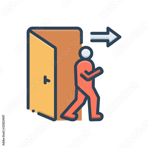 Color illustration icon for exit 