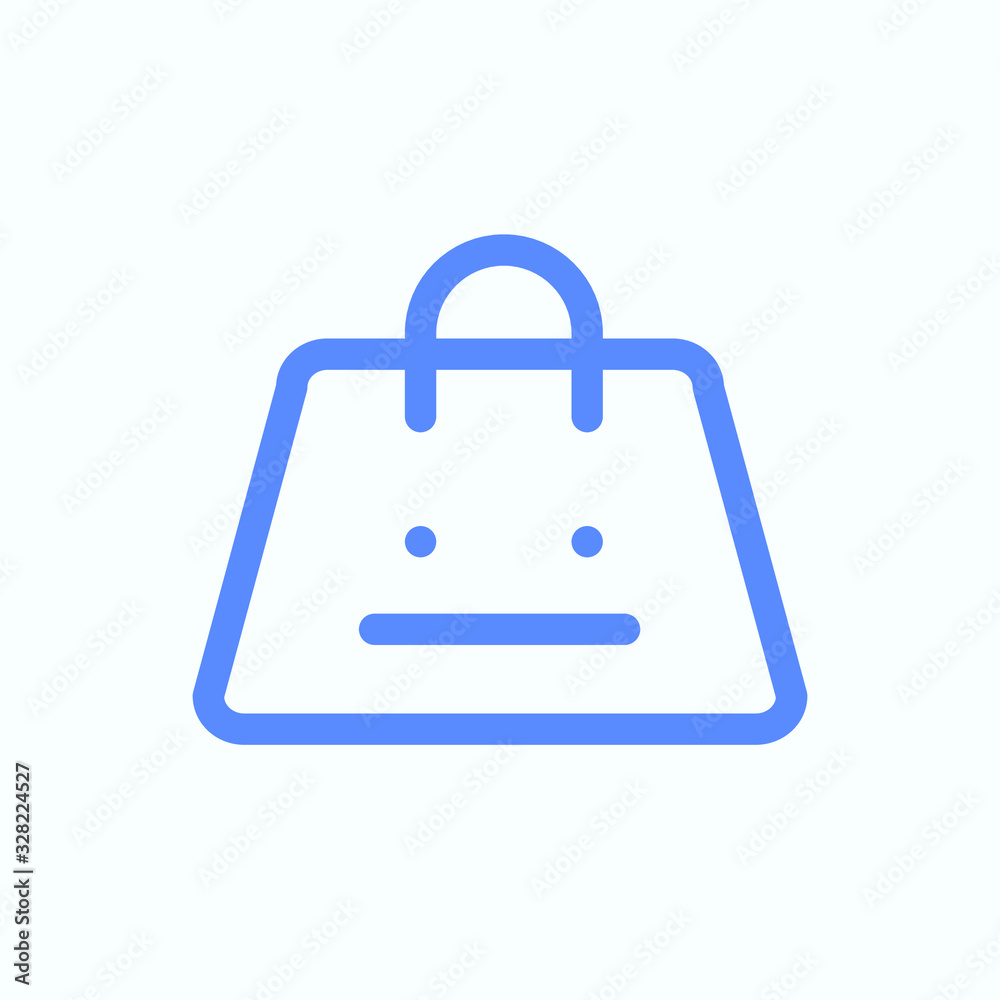 Shopping bag icon for the e-commerce website design. Round and thin vector illustration of the shopping basket. Neutral emotion of the shopping. Shopping bag icon for the e-commerce website design. Round and thin vector illustration of the shopping basket. Neutral emotion of the shopping.