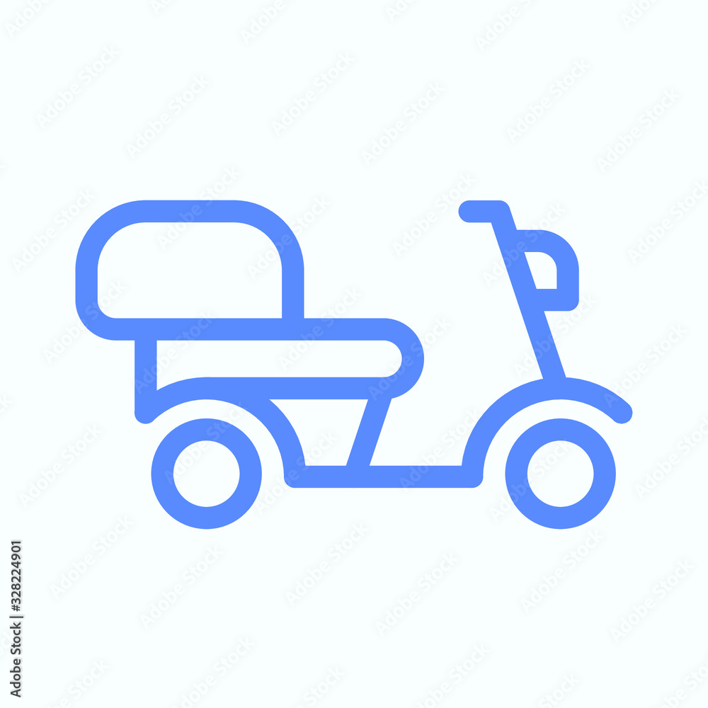 Delivery scooter icon for the website UI design. Round and thin vector illustration of the motorcycle. Delivery scooter icon for the website UI design. Round and thin vector illustration of the motorcycle.
