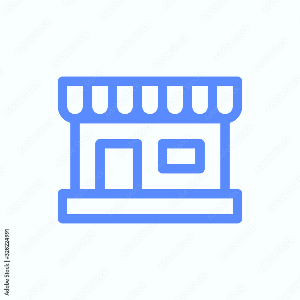 Shopping icon for the e-commerce web and app design. Round and thin vector illustration of the store icon. Shopping icon for the e-commerce web and app design. Round and thin vector illustration of the store icon.