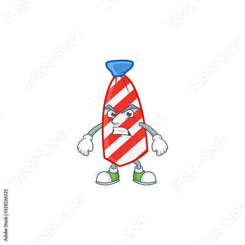 cartoon character of USA stripes tie with angry face