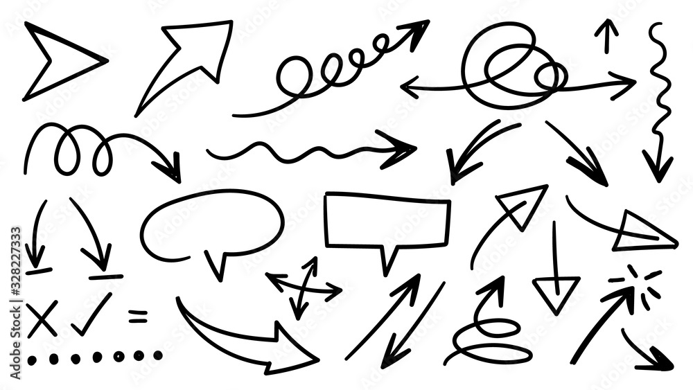 Hand drawn arrow mark icons vector