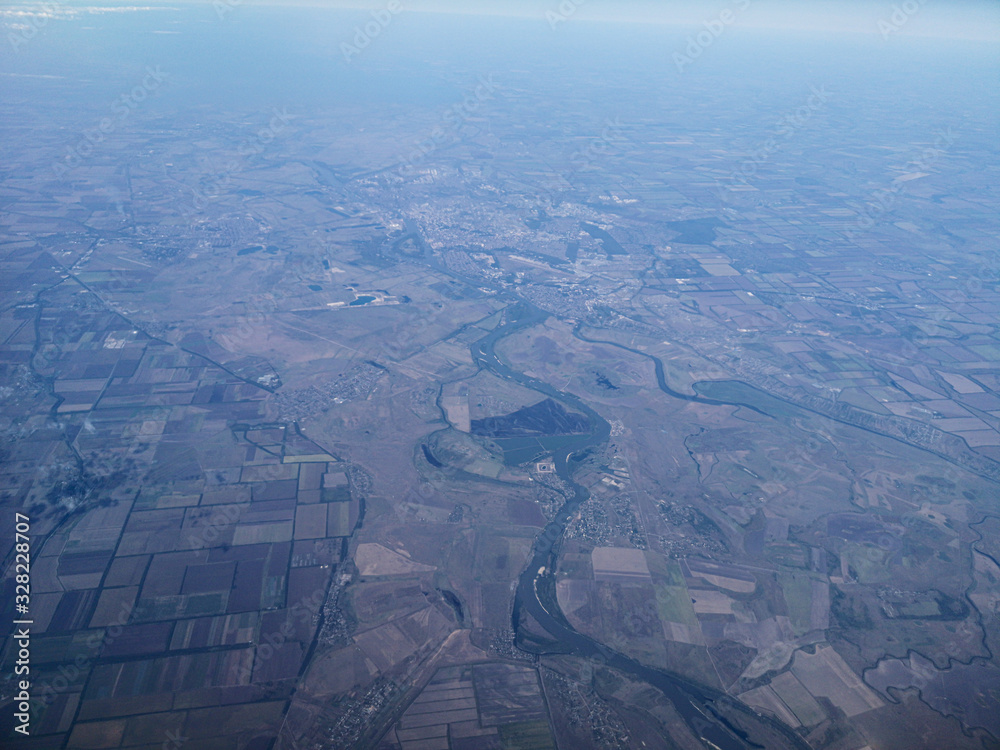 Russian landscape view from the plane