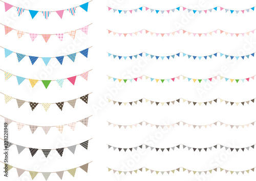 Triangle garland set of various colors.Vector illustration.