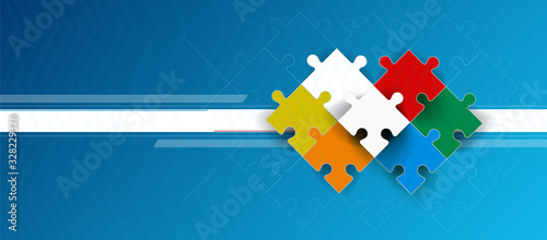 Banner with puzzle background. Ready banner for social networks.