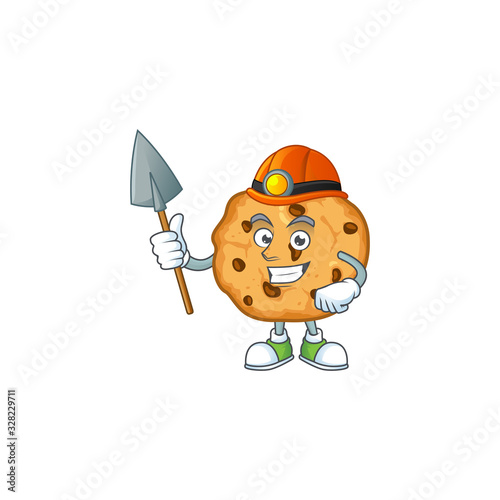 Cool clever Miner chocolate chips cookies cartoon character design