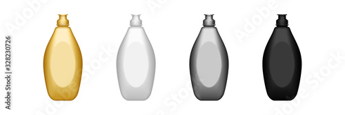 Set of realistic 3d detergent bottle mockup isolated on white background