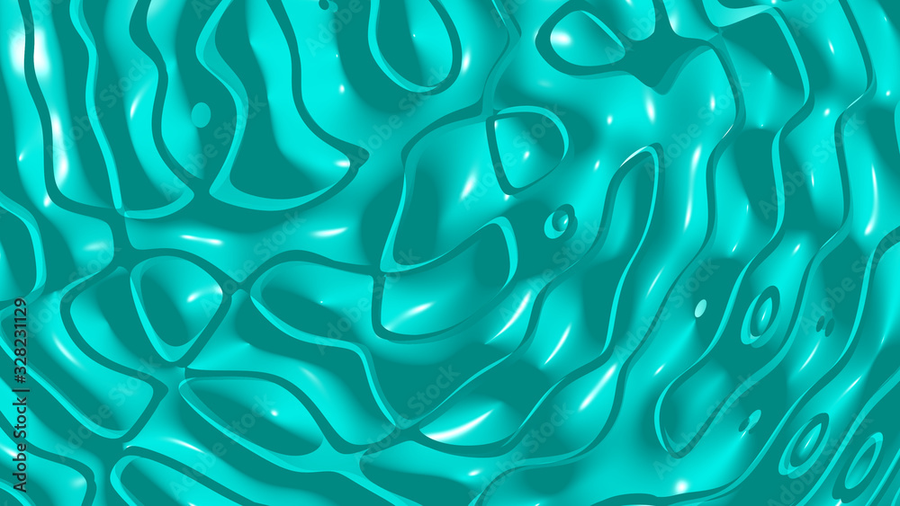 Simple light TURQUOISE BLUE monochromic 3D abstract background image made of plain crackle patterns with shadow perspectives