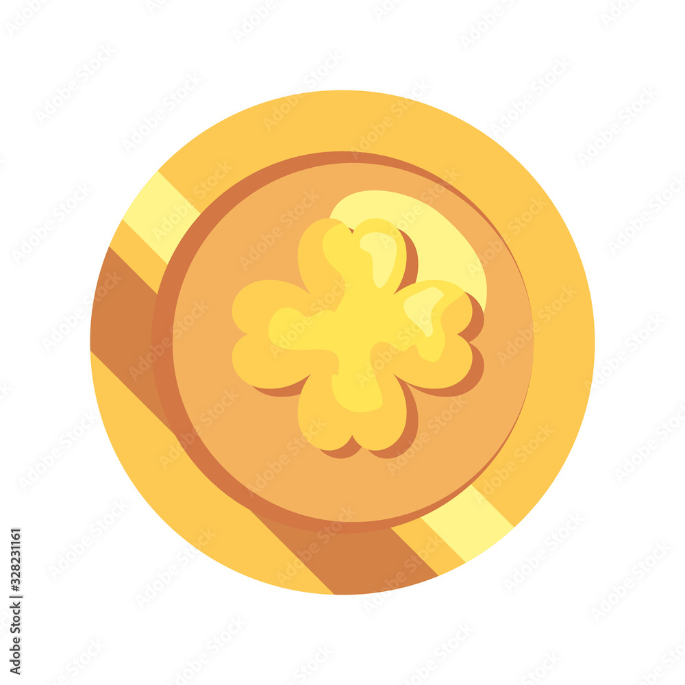 coin with clover isolated icon coin with clover isolated icon