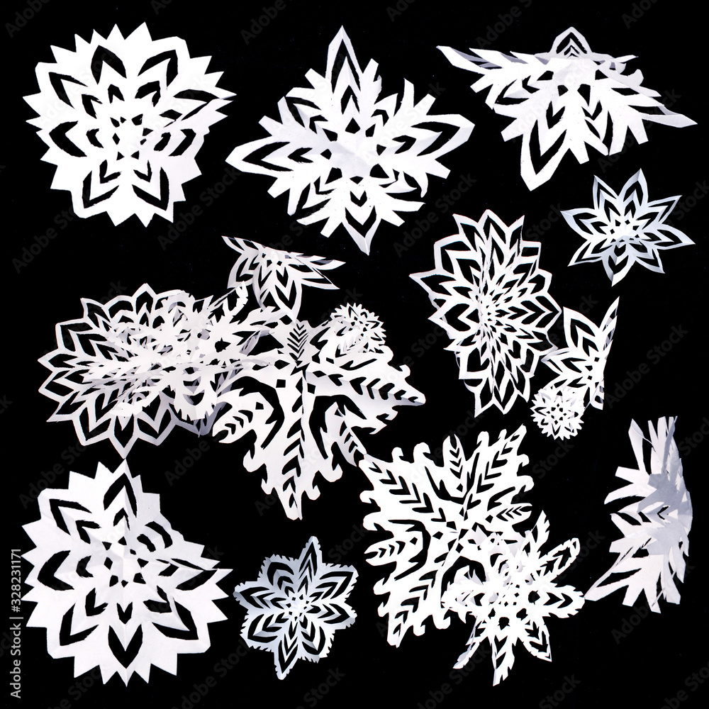 Set of isolated snowflakes Set of isolated snowflakes