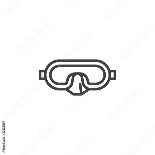 Diving mask line icon. linear style sign for mobile concept and web design. Diving goggles outline vector icon. Symbol, logo illustration. Vector graphics