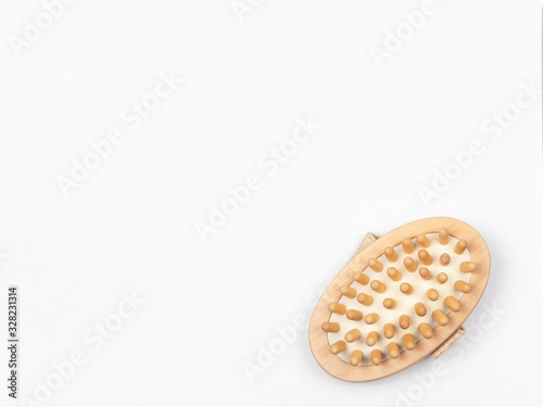 Slika na platnu Massage brush, bathroom accessories on a white background. .