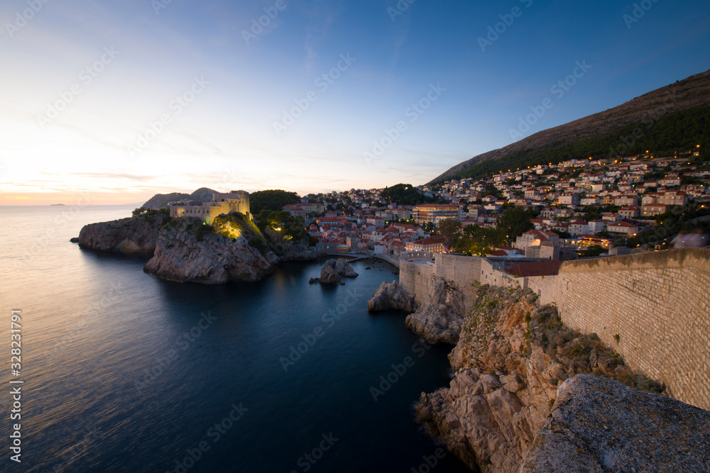 Famous european travel destination, Dubrovnik cityscape on Adriatic Coast, Croatia.