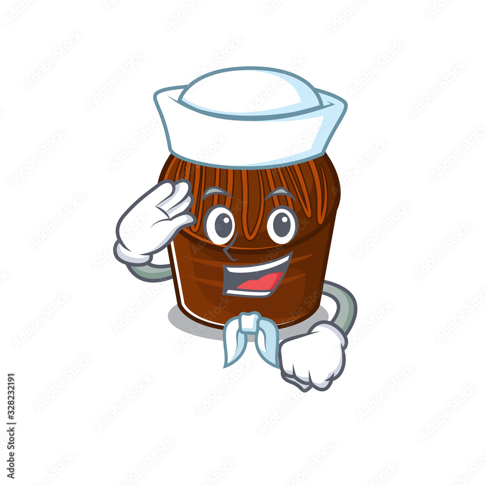 Chocolate candy cartoon concept Sailor wearing hat