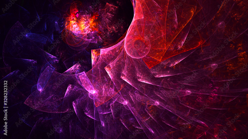 Fototapeta Fractal 3D rendering abstract and shiny background