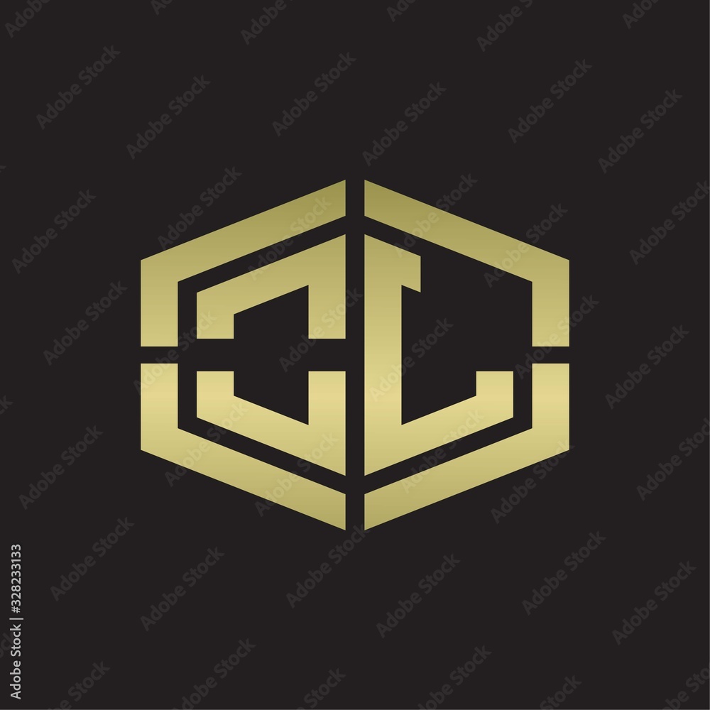 Obraz premium OL Logo monogram with hexagon shape and piece line rounded design tamplate on gold colors