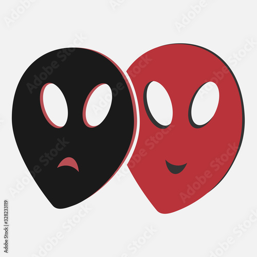 Two classic theater masks a sad and joyous, comedy and tragedy