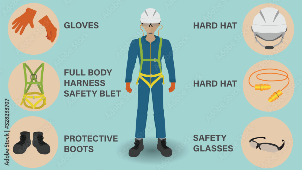Cartoon illustration vector. People with Safety standard clothing for
