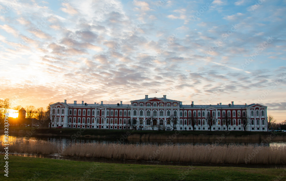 Jelgava, Latvia Jelgava Palace The largest baroque palace in the Baltic countries, currently the Latvian Agricultural University at sunset