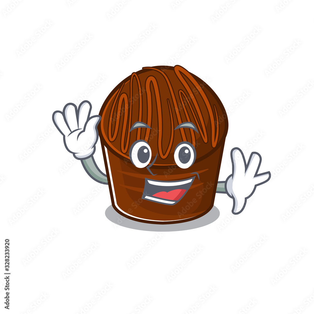 Waving friendly chocolate candy mascot design style Waving friendly chocolate candy mascot design style