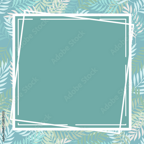 Colorful Leaves hand drawn card and white frame. vector illustration 