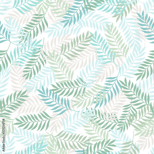 Leaves seamless pattern on white background.