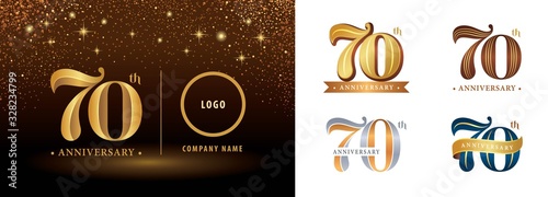 Set of 70th Anniversary logotype design, Seventy years Celebrating Anniversary Logo