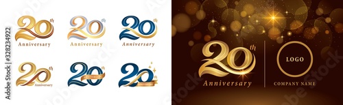 Set of 20th Anniversary logotype design, Twenty years Celebrating Anniversary Logo photo