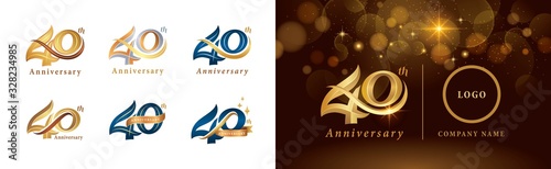 Set of 40th Anniversary logotype design, Forty years Celebrating Anniversary Logo