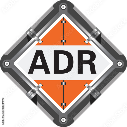 Adr sign. Marking of transport and transported goods with signs for the transport of dangerous goods.