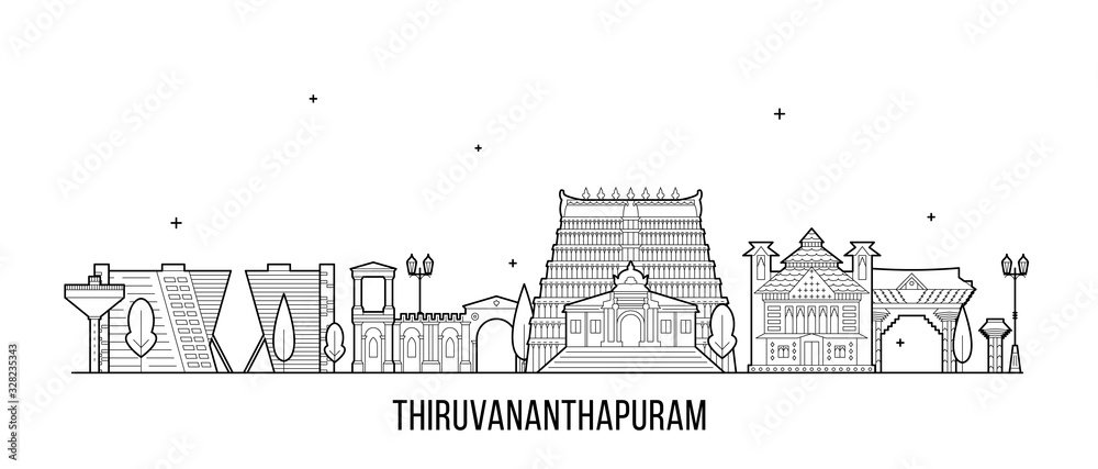 Thiruvananthapuram a skyline Kerala India a vector