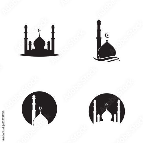 set of islamic mosque logo vector icon