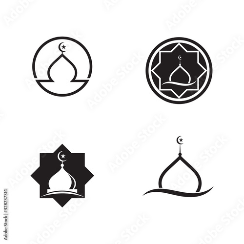 set of islamic mosque logo vector icon