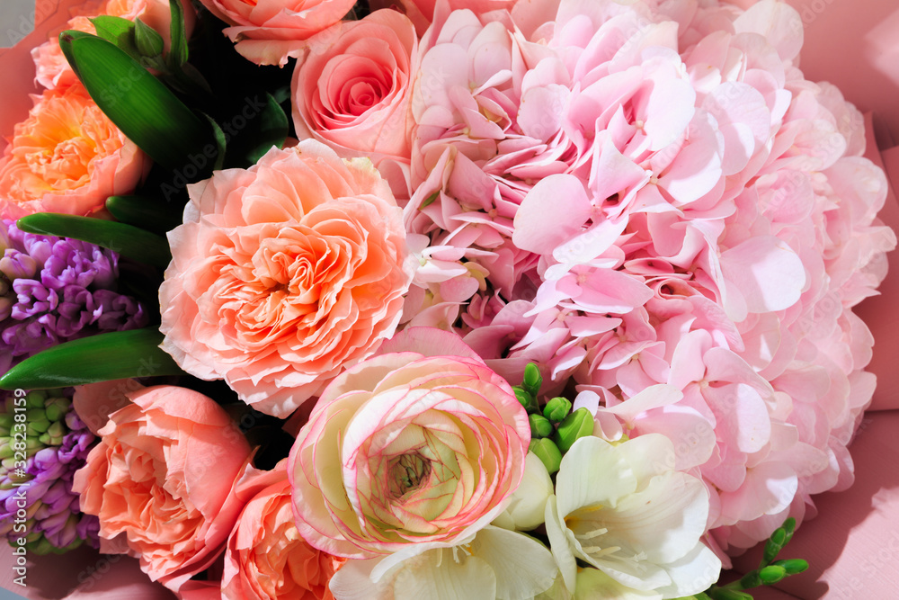 Fototapeta premium Bouquet of mixed spring flowers close-up view - Image