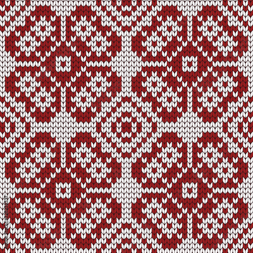 Knitted seamless pattern abstract flowers