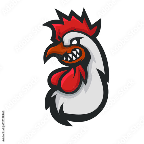 Wallpaper Mural Rooster head athletic club vector logo concept isolated on white background. Modern sport team mascot badge design. E-sports team logo template with Chicken vector illustration Torontodigital.ca