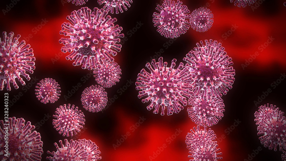 Wuhan coronavirus novel influenza virus cells spreading - 3d animation