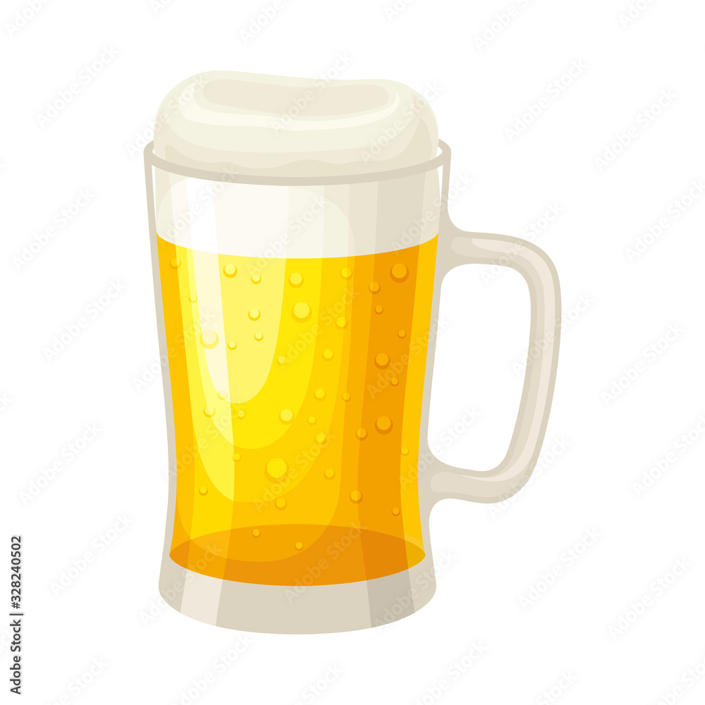 Full Mug of Beer with Drops and Beer Foam Vector Illustration Full Mug of Beer with Drops and Beer Foam Vector Illustration