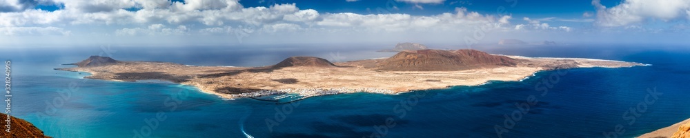 Panorama of La Graciosa island in Canary islands