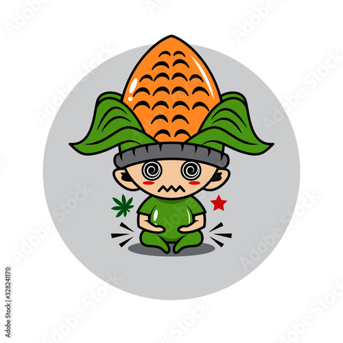 Corn mascot cute character activity illustration vector