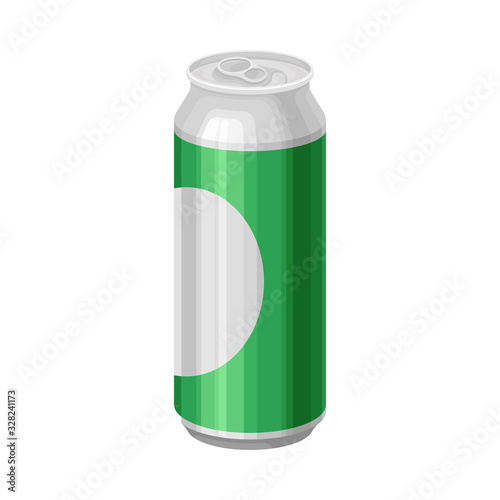 Full Can of Beer Isolated on White Background Vector Illustration