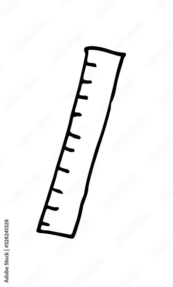 Cartoon doodle ruler on a white background vector hand drawn illustration