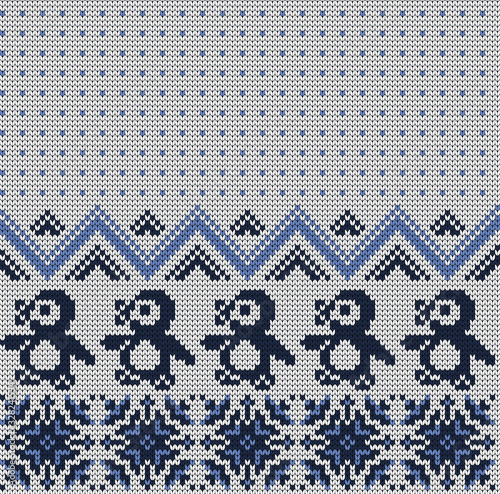 Winter seamless vector pattern penquins.