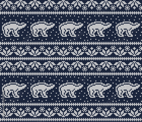 Knitted winter pattern polar bear.