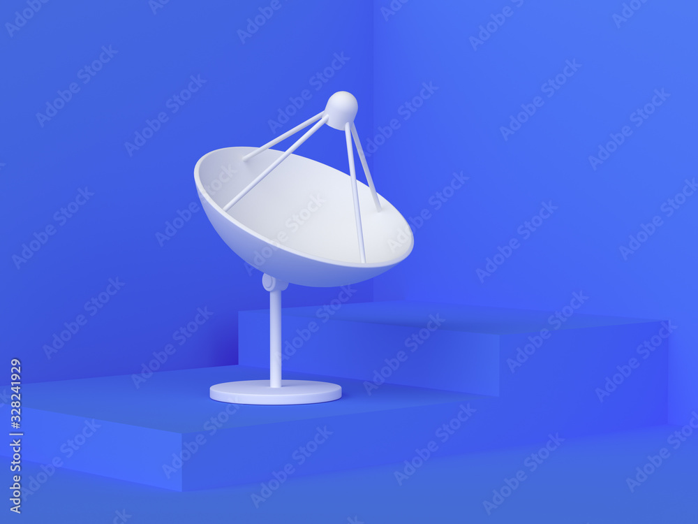 white antenna dish blue background 3d rendering white antenna dish blue background 3d rendering
