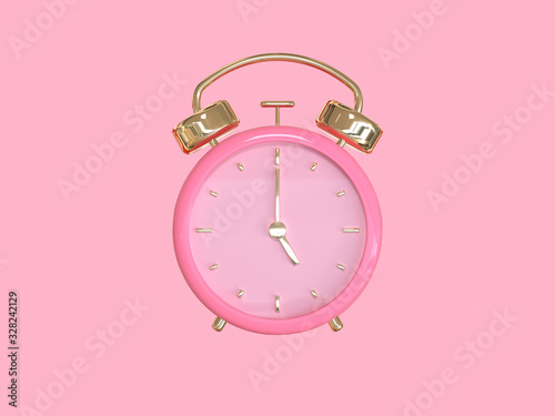 Naklejka pink gold clock/alarm 3d rendering
