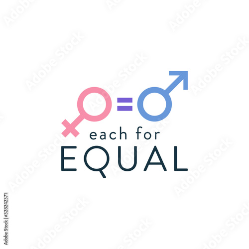 Each for equal logo design for celebrating International Woman day at march 8th. vector illustration.