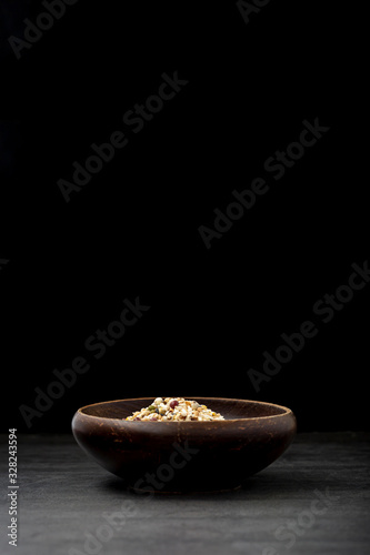 Musli bowl on a black background