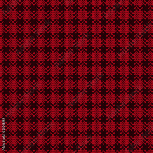 Vector seamless knitted checkered pattern tweed..