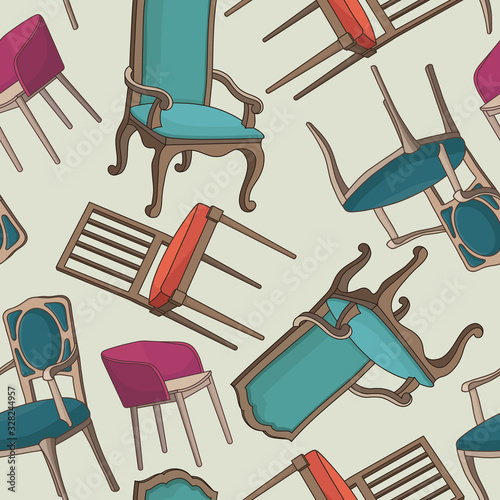 Vector seamless pattern with armchairs